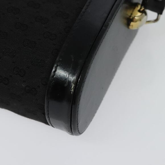 GUCCI Micro GG Canvas Shoulder Bag Leather Gold Black - Picture 12 of 16
